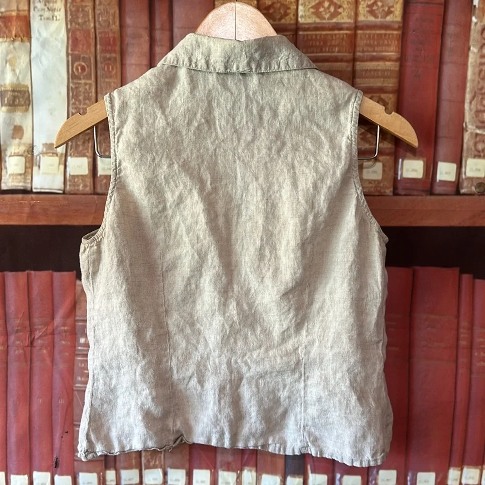 Adorable Vintage Ann Taylor Loft Sleeveless‎ linen button down top 4 - Picture 3 of 7